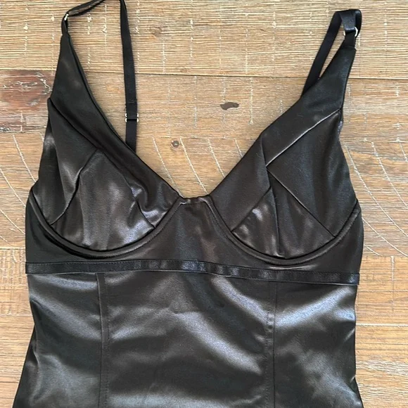 Amazon Black Silk like Black Tank Top Body Suit - Picture 2 of 7